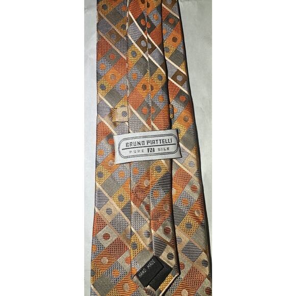 3x 100% Silk Necktie LOT — Brutini Graphic • Copper Windowpane • Bruno Fratelli - Picture 5 of 11